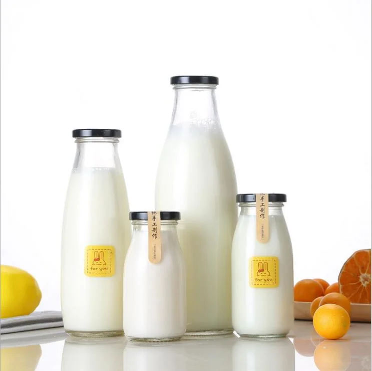 250ml 500ml 1 Liter Glass Beverage Bottles Wholesale Empty Milk Juice Bottles