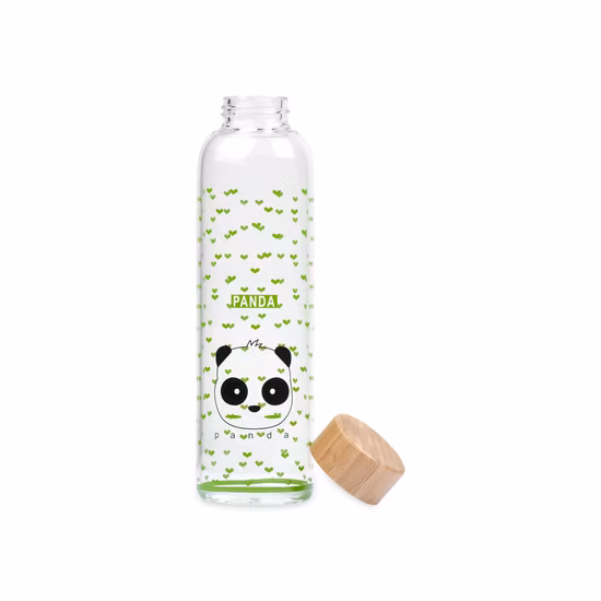 Botella de agua de vidrio para bebidas de jugo de 500 ml con fuga de bambú/acero inoxidable